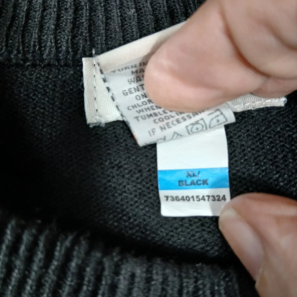 Dockers Mens Argyle Crewneck Sweater Black Grey Acrylic Pullover XL 736401547324